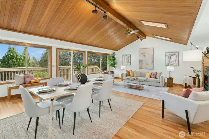 Dining and living room to right after entering