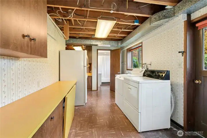 Laundry room with folding table