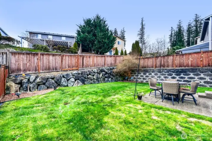 Fully fenced with a patio for summer picnics