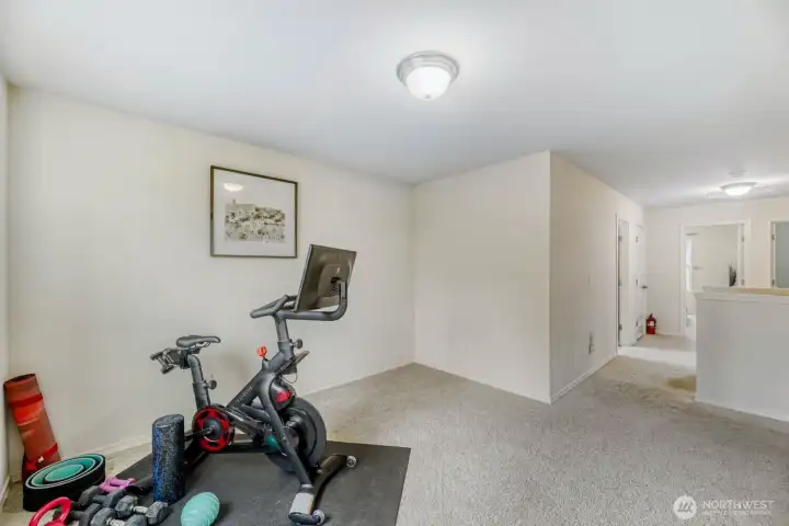 Open loft space is perfect for another living room area, workout area, work from home office area...endless possibilities!