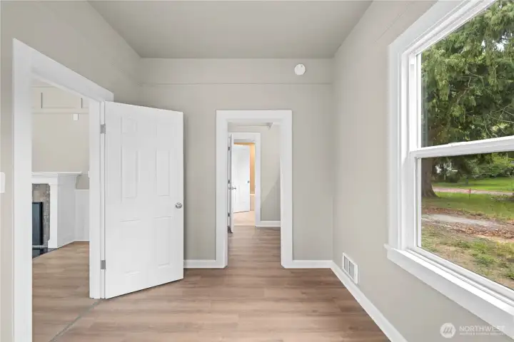 Primary bedroom w/ attached coset.
