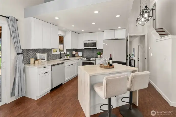 Remodeled kitchen with higher end appliances. Remodeled kitchen with higher end appliances.