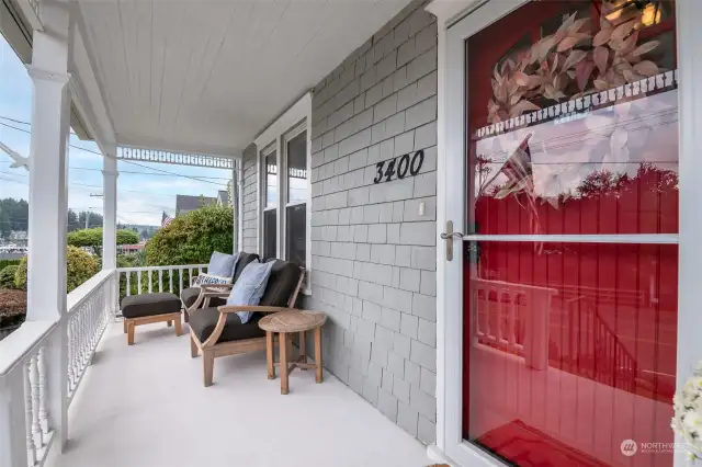 Covered front porch gives you the best views of downtown Gig Harbor!