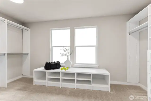 Primary Walk-in Closet with Organizers. Photos are for representational purposes only.  Colors and options may vary.
