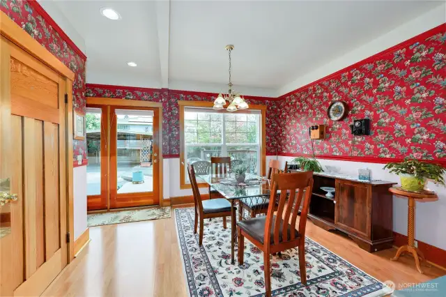 Flowing from the kitchen is the dining area.