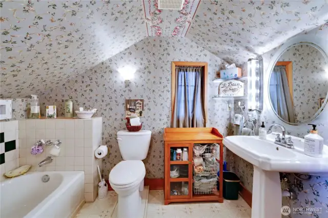 The upstairs bathroom.