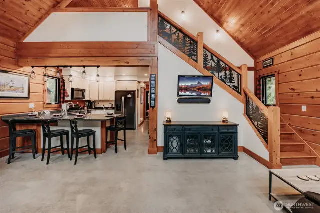 Main living area w/ concrete energy-efficient radiant heated floors