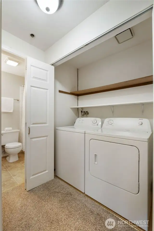 The washer and dryer are conveniently located upstairs.