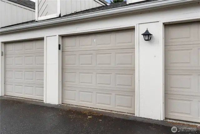 One garage is included, as well as one designated parking spot.