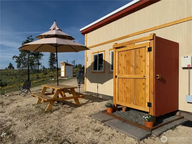 Enjoy the stunning view from your outdoor shower.