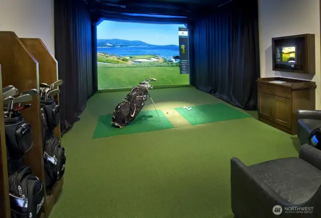 Golf is always in-season at the high tech golf simulator!