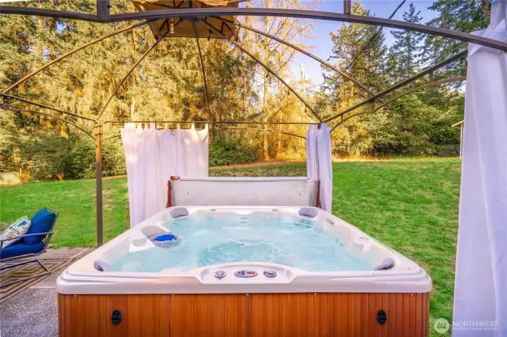 Enjoy soaking in the hot tub throughout every season