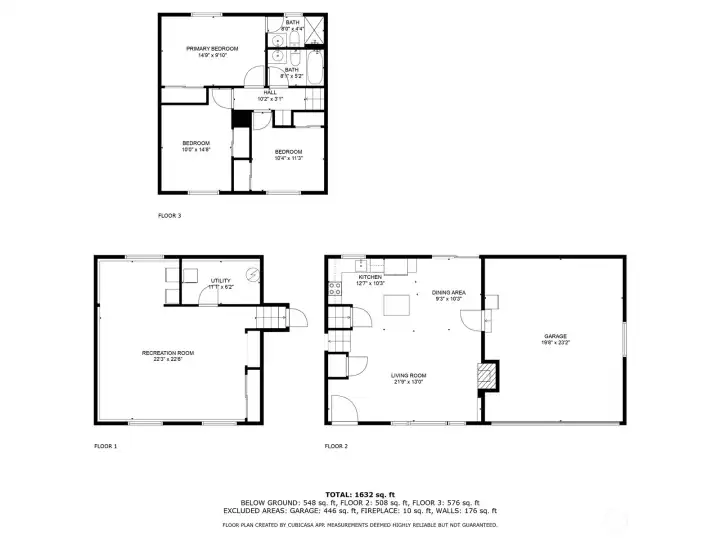 Floor 2 is ground level, floor 1 is a daylight basement