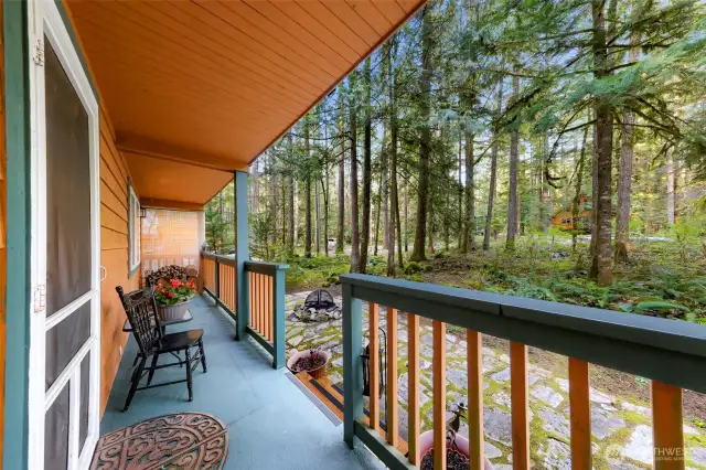 Newly painted porch decking.