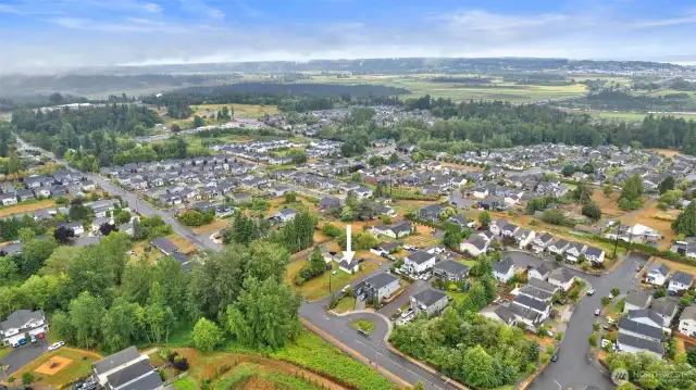 Aerial of surrounding area and home