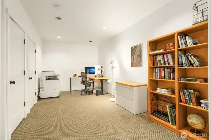 Study that connects to a bedroom via sliding double doors