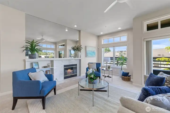 Gas fireplace for chilly evening