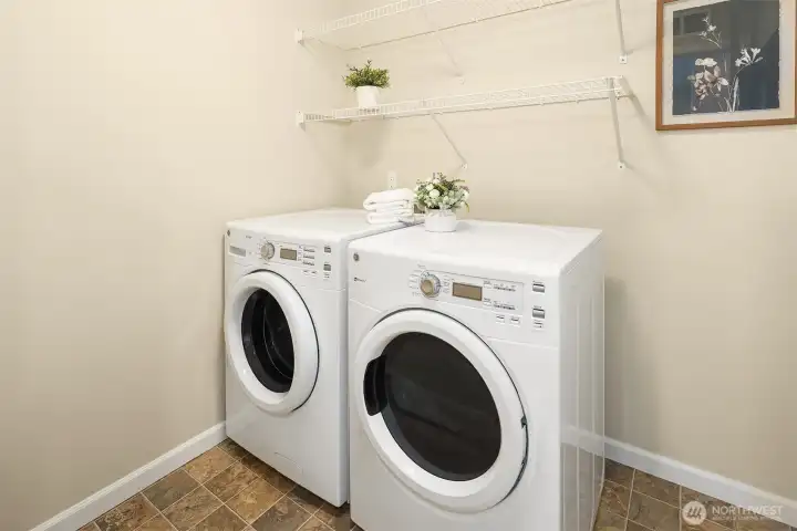Laundry is conveniently located on the upper level with the bedrooms.