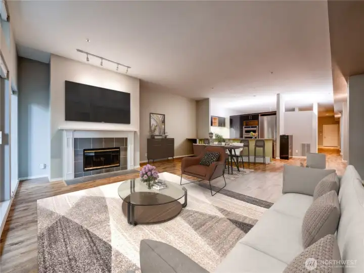 Living Room with open Floor Plan (virtually staged)