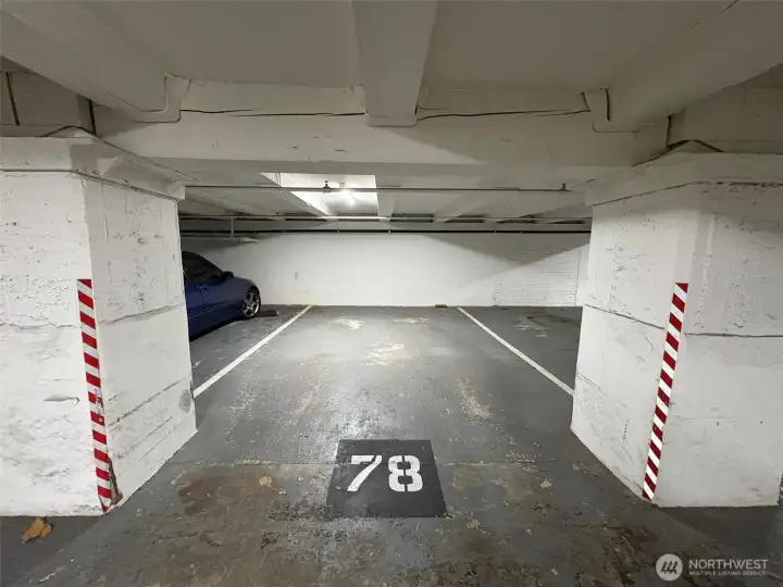 Parking Space #78 in lower garage with 6 ft height clearance