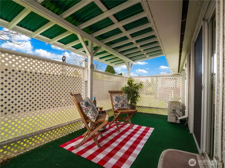 The large "screened in" patio is very private.