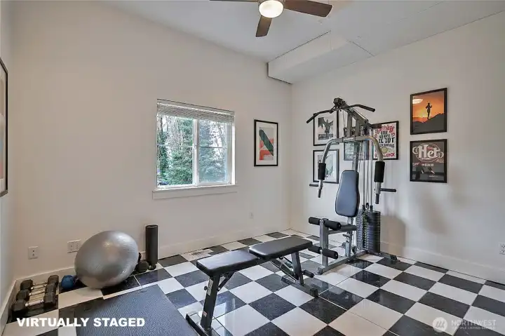 The extra flex room as a gym.