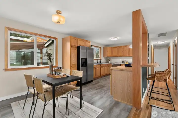 This view shows hallway to bedrooms and bath. Laundry closet is at end of hallway.