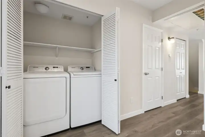 Washer and dryer closet is on the main level.