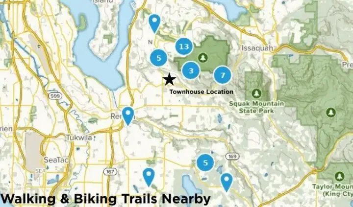 Many walking and hiking trails are nearby.