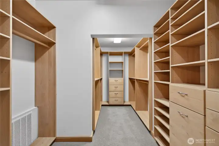 Large walk-in closet off primary bathroom