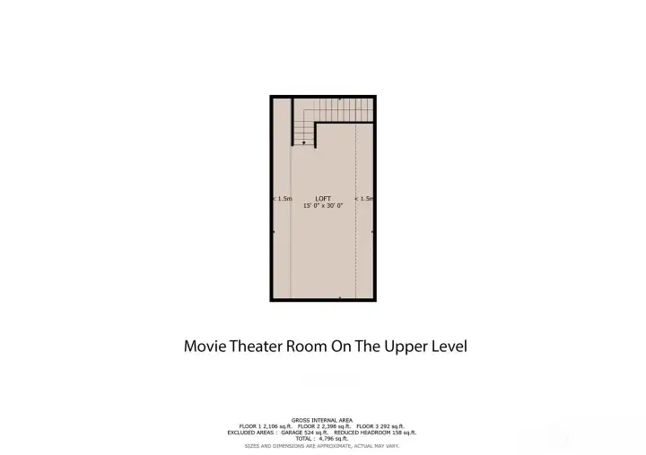 Located above the attached garage