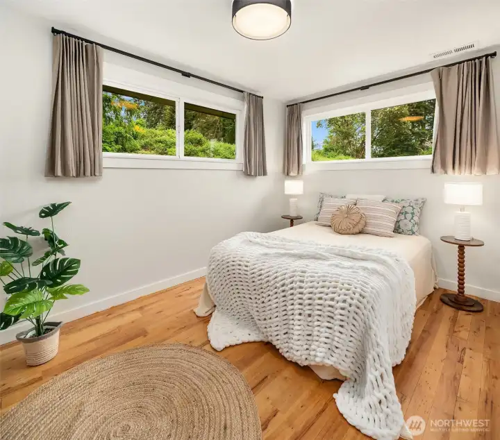 The second main level bedroom has pretty skyline views to the south and west.