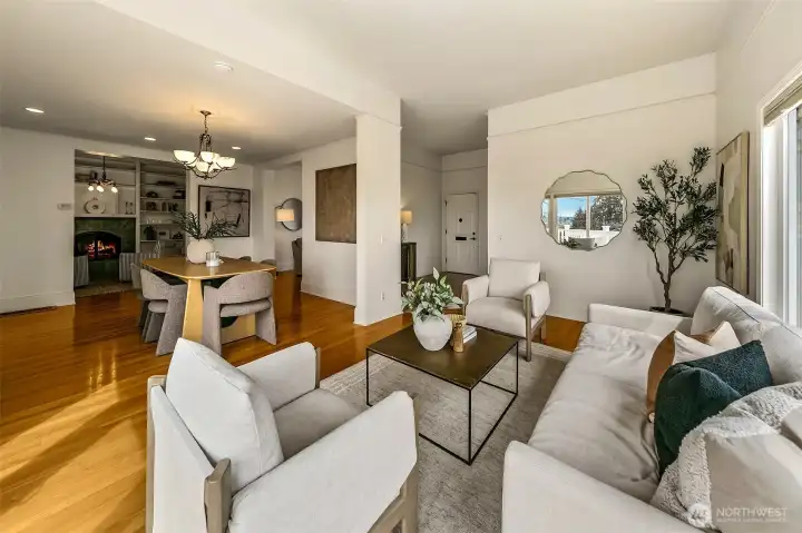 Living room opens up to the dining room
