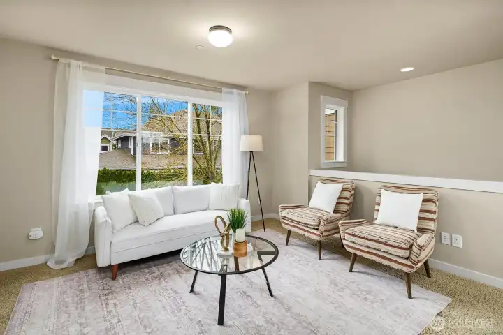 Another view of the ADU's inviting living space highlights the bright, airy feel, neutral finishes, and generous layout — a self-contained and fully permitted retreat that adds exceptional flexibility and value to this already outstanding property. Another view of the ADU's inviting living space highlights the bright, airy feel, neutral finishes, and generous layout — a self-contained and fully permitted retreat that adds exceptional flexibility and value to this already outstanding property.