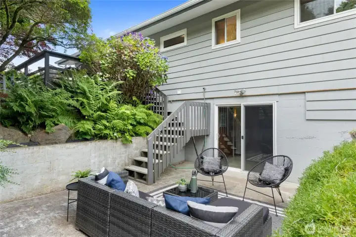 Private lower patio extends the living space with a peaceful outdoor retreat just off the recreation room. Private lower patio extends the living space with a peaceful outdoor retreat just off the recreation room.