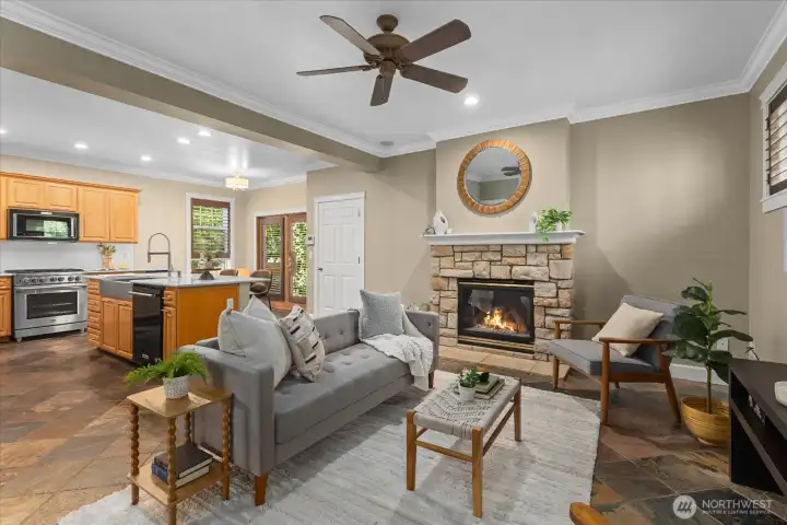 Cozy family room with gas fireplace Cozy family room with gas fireplace