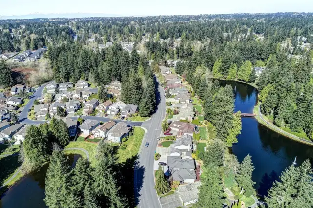 "Pioneer Lake" on the right and "Trail Lake" lower left. 3+ Miles of private walking trails.