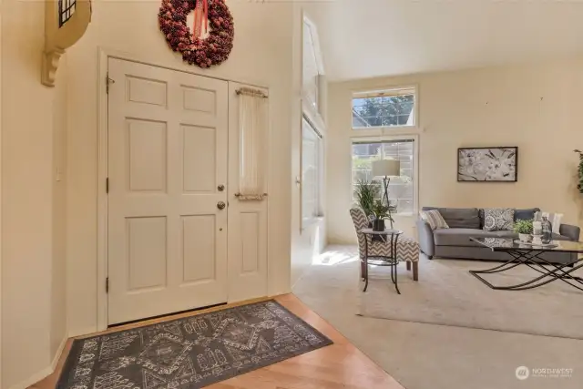 Hardwood floors in the entry.