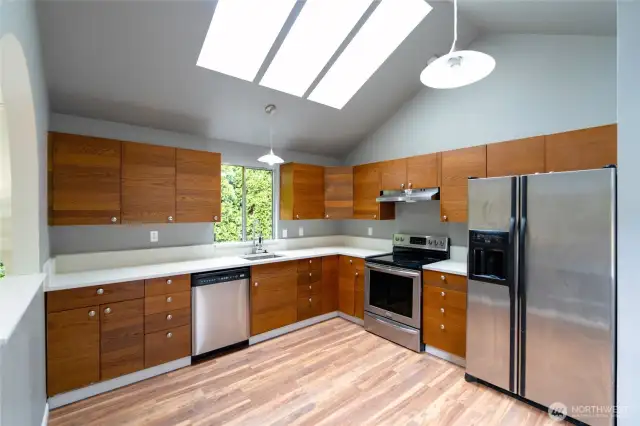 Big Kitchen with Stainless Steel appliances.
