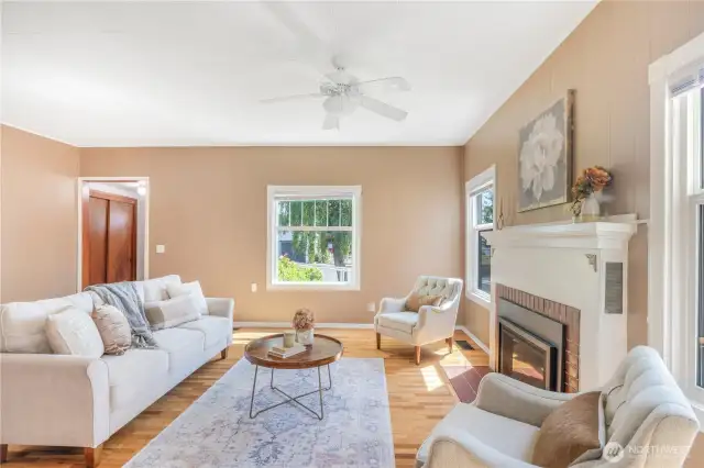 Spacious living room with tons of natural light.