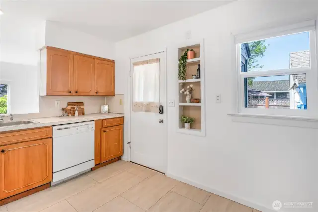 Entryway with enclosed porch.