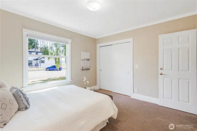 Primary bedroom with huge closet.