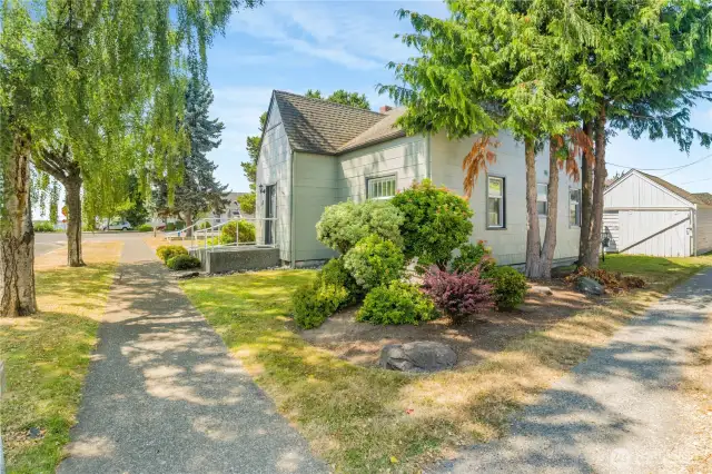 Low maintenance yard with mature landscaping.