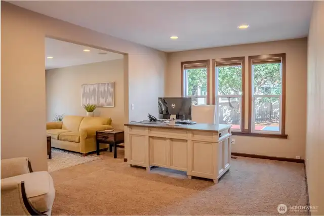 Formal dining area being used as work space.