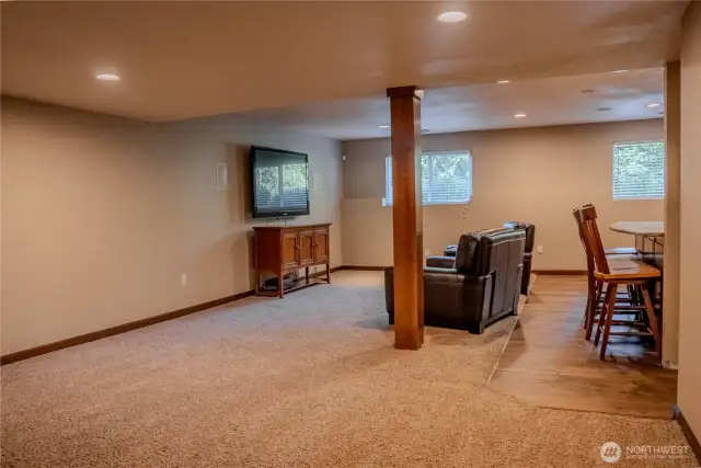 Large daylight rec room on lower level