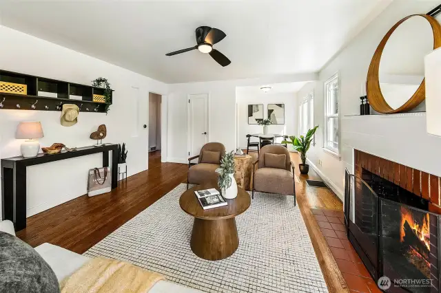 Living room and dining room are distinct and also open to each other.