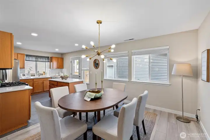 Dining area with updated chandelier