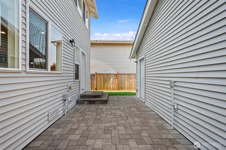 Paved back patio