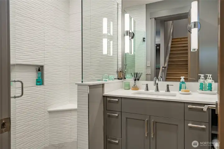 3/4 bath next to second bedroom