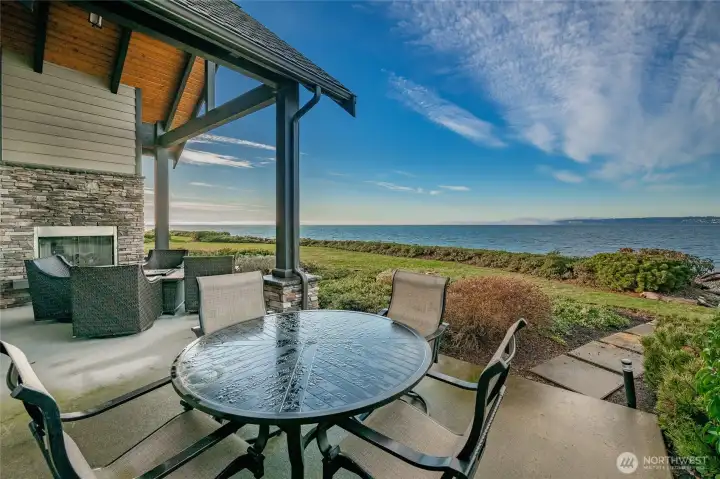 Patio looking at the beach & water side